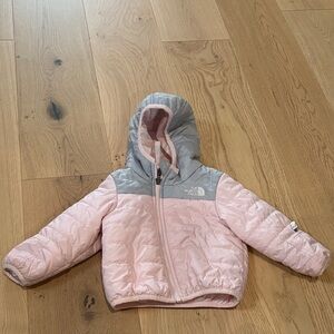 The North Face Light Pink and Gray Puffer Jacket